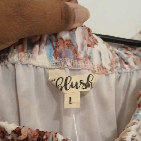 Blush Floral Mini Dress in Brown and Cream - Picture 2 of 5